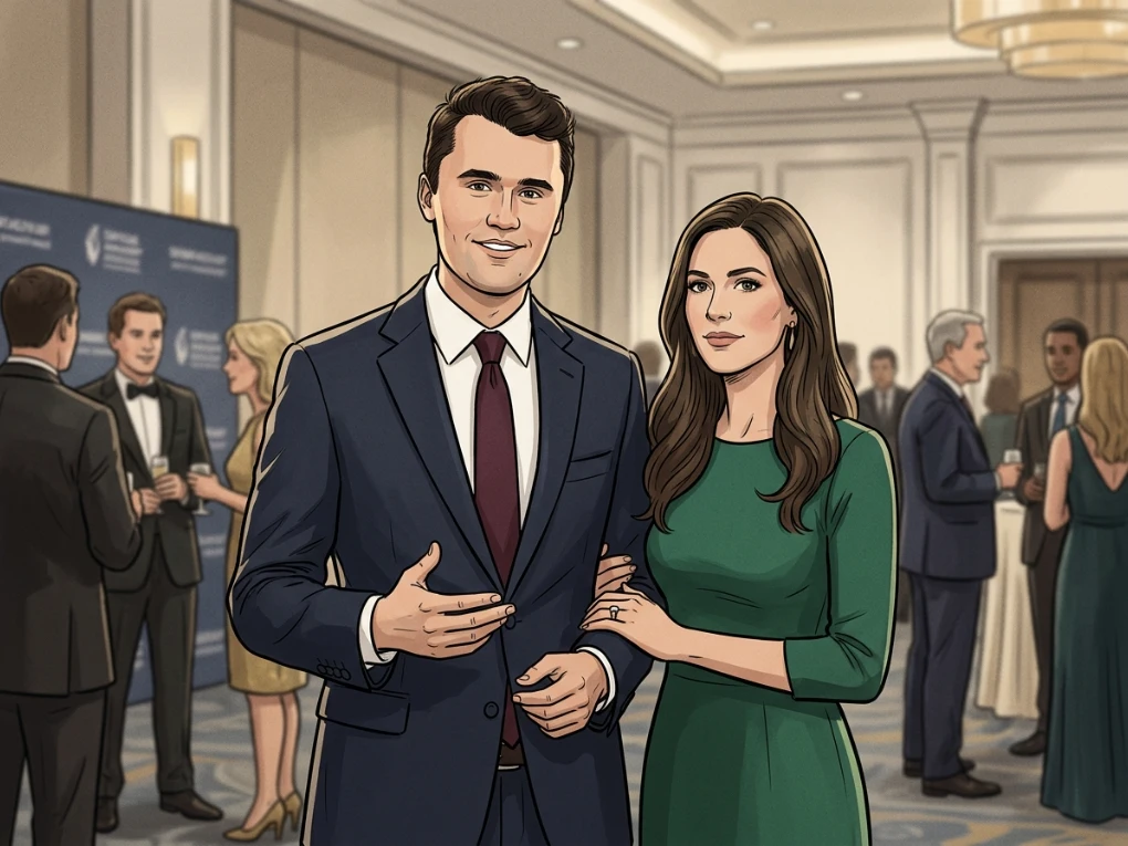 Charlie Kirk speaking at a Turning Point USA campus event in front of a live audience