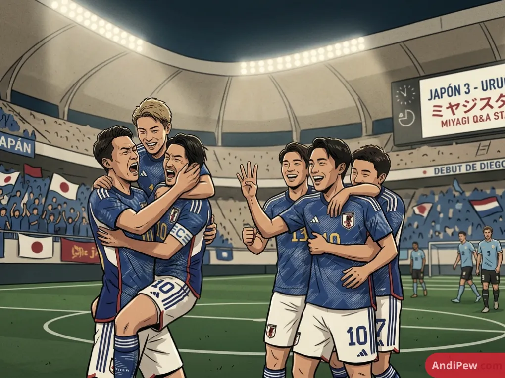 Japón – Uruguay: Derrota Celeste 3-1 en Miyagi y Debut Agridulce de Diego Forlán